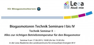 Biogasmotoren Technik Seminar II im Leea am 17.6.2015